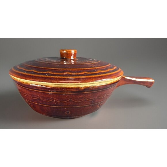 VTG Marcrest Daisy Dot Ovenproof Stoneware Casserole Pot Dish w/ Handle & Lid - Picture 1 of 7